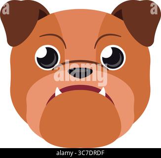 La testa di Bulldog è un cartone animato che ringhia. Vettore Illustrazione Vettoriale