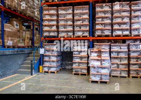 3 febbraio 2021, Barcellona, Catalogna, Spagna: Le caselle di voto con dispositivi di protezione individuale (PPE) sono visibili all'interno del magazzino comunale prima delle elezioni regionali in Catalogna..il Consiglio comunale di Barcellona ha presentato le urne e i dispositivi di protezione individuale (PPE) che saranno distribuiti ai seggi elettorali per le elezioni regionali in Catalogna venerdì 14. (Immagine di credito: © immagini Paco Freire/SOPA tramite cavo ZUMA) Foto Stock