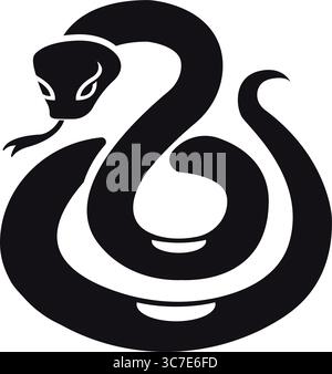 Icona di serpente nero avvolto. Vettore Illustrazione Vettoriale