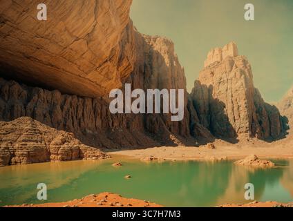 Illustrazione della terraformazione di Marte. Foto Stock