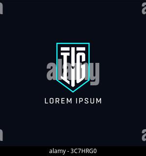 Logo Monogram IG forma a scudo stile geometrico con design originale del logo semplice grafica vettoriale Illustrazione Vettoriale