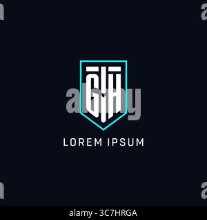Logo Monogram GH forma a scudo stile geometrico con design originale del logo semplice grafica vettoriale Illustrazione Vettoriale