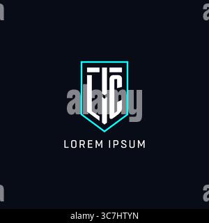 Logo LC Monogram forma a scudo stile geometrico con grafica vettoriale del logo iniziale semplice e creativa Illustrazione Vettoriale