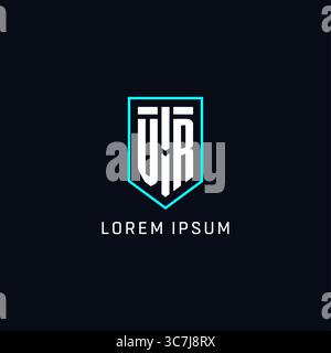 Logo Monogram VR forma a scudo stile geometrico con grafica vettoriale del logo iniziale semplice e creativa Illustrazione Vettoriale