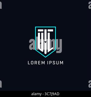 Logo UL monogramma forma a scudo stile geometrico con design originale semplice e creativo del logo grafica vettoriale Illustrazione Vettoriale