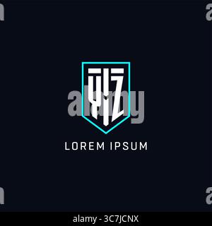 Logo Monogram YZ forma a scudo stile geometrico con logo originale semplice grafica vettoriale Illustrazione Vettoriale