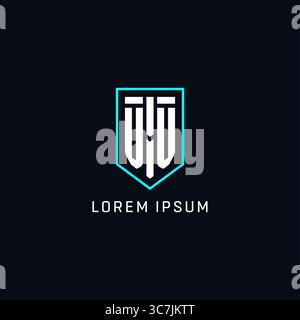 Logo Monogram VV forma a scudo stile geometrico con design originale del logo semplice grafica vettoriale Illustrazione Vettoriale