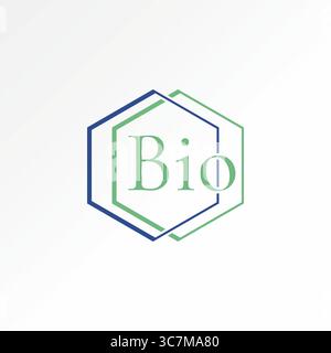 Design logo concept grafico immagine vettoriale premium creativo top vendere 2 esagoni a destra e a sinistra con Bio Helix Heath Care Medical Honey cell Illustrazione Vettoriale