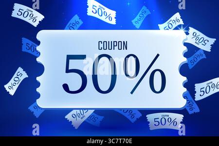 buono 3d. Omaggio speciale con buoni o voucher, percentuale di sconto. Modello di voucher regalo. Illustrazione vettoriale Illustrazione Vettoriale