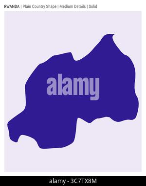 Mappa del paese della pianura del Ruanda. Dettagli medi. Stile solido. Forma del Ruanda. Illustrazione vettoriale. Illustrazione Vettoriale