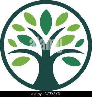 Un'illustrazione grafica vettoriale della silhouette ad albero Illustrazione Vettoriale