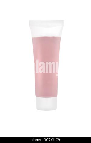 Confezione di provette cosmetiche vuote con crema o gel isolata su sfondo bianco Foto Stock