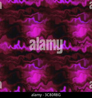 Effetto Tie dye blur ombre moody senza cuciture. Sfondo a flusso di vernice liquido ondulato in stile hippy audace. Textur a righe per un design continuo. Foto Stock