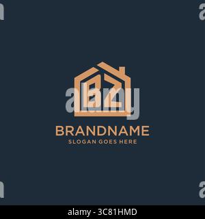 Logo BZ con lettera iniziale e grafica vettoriale con icone dal design minimalista Illustrazione Vettoriale
