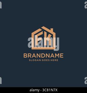 Logo FK con lettera iniziale e grafica vettoriale con icone dal design minimalista Illustrazione Vettoriale