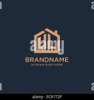 Lettera iniziale logo UL con grafica vettoriale semplice e minimalista a forma di icona Illustrazione Vettoriale