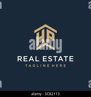 Logo HP iniziale per il settore immobiliare con logo icona tetto semplice e creativo idee di design grafica vettoriale Illustrazione Vettoriale