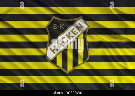 Pringsewu, Lampung; 3 agosto 2025; struttura del logo della bandiera della squadra di calcio Wieczysta Krakw, campionato di calcio polacco 1 Foto Stock