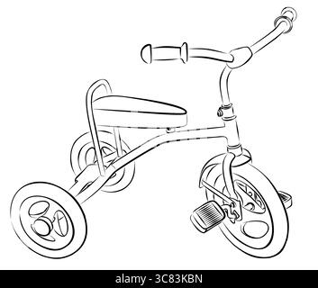 Uno schizzo del triciclo bambini. Illustrazione Vettoriale