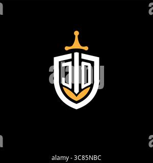Esport di gioco con logo Creative Letter JO e grafica vettoriale di scudo Illustrazione Vettoriale