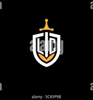 Esport di gioco con logo LC Letter creativo con grafica vettoriale di scudo Illustrazione Vettoriale