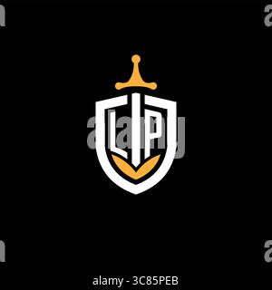 Esport di gioco con logo Letter LP creativo con grafica vettoriale di scudo Illustrazione Vettoriale