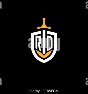 Logo Creative Letter RD - esport di gioco con grafica vettoriale di scudo Illustrazione Vettoriale