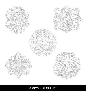 Cerchi ondulati tratteggiati astratti, mezzitoni rotondi punti geometrici e illustrazione vettoriale della texture pop art Illustrazione Vettoriale
