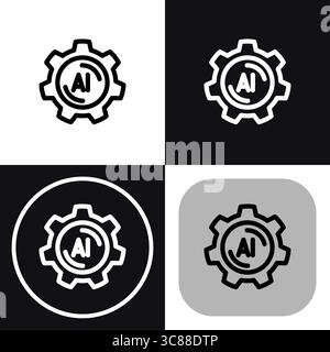 Questa versatile icona rappresenta le impostazioni dell'intelligenza artificiale. Perfetto per app, siti Web o presentazioni correlate alla tecnologia ai. Pulito e silenzioso Illustrazione Vettoriale