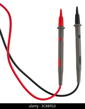 Sonde di misurazione per multimetri, su sfondo bianco, isolate. Foto Stock