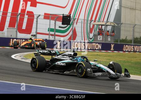 Budapest, Ungheria. 1° gennaio 2000. George Russell, durante il Gran Premio d'Ungheria di Formula 1 Lenovo 2025, Budapest, Ungheria. Crediti: Gabriele Lanzo / Alessio Morgese / Alamy live news Foto Stock