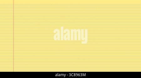 Carta a trama orizzontale rivestita con tampone Legal. Foglio di lavoro giallo con strisce. Pagina vuota del raccoglitore. Ampio sfondo a griglia con linee orizzontali. Griglia vettoriale Illustrazione Vettoriale