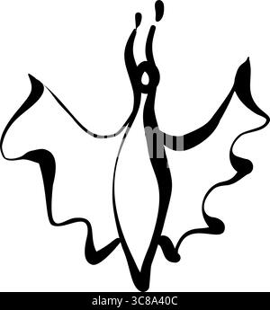 Icona personale ispirata alla danza: Illustrazione BAT su sfondo bianco con Flair iconico. Illustrazione Vettoriale