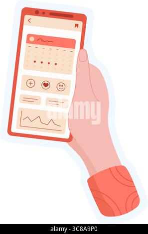 Adesivo del telefono con mano Illustrazione Vettoriale