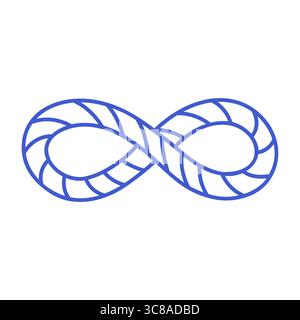 Nodo a fune in stile arte marina Blue line. Icona marina disegnata a mano. Illustrare l'illustrazione isolata del vettore. Illustrazione Vettoriale