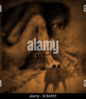 Riproduzione concettuale dipinta a mano di Louis Moes 1857-1945 illustrazione The Giant Utgarthilocus. Foto Stock