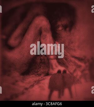 Riproduzione concettuale dipinta a mano di Louis Moes 1857-1945 illustrazione The Giant Utgarthilocus. Foto Stock