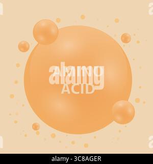 Sfere arancioni astratte che rappresentano aminoacidi su sfondo beige. Illustrazione vettoriale Illustrazione Vettoriale