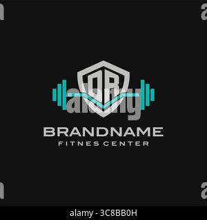 Design creativo con logo Letter DR per la palestra o grafica vettoriale per il fitness Illustrazione Vettoriale