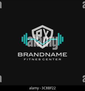 Design creativo con logo Letter PX per la palestra o grafica vettoriale per il fitness Illustrazione Vettoriale