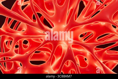 Sfondo del materiale della struttura porosa astratta, sfondo delle fibre nervose, sfondo dei vasi sanguigni, rendering 3d. illustrazione 3d. Foto Stock