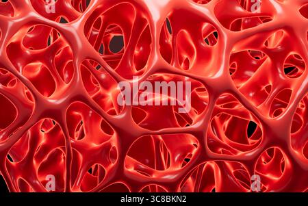 Sfondo del materiale della struttura porosa astratta, sfondo delle fibre nervose, sfondo dei vasi sanguigni, rendering 3d. illustrazione 3d. Foto Stock