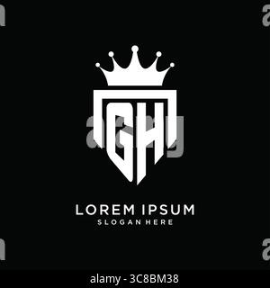 Logo Letter GH, emblema monogramma con modello a forma di corona, grafica vettoriale Illustrazione Vettoriale