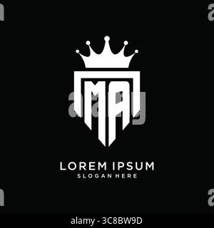 Logo Letter ma, emblema monogramma con modello a forma di corona, grafica vettoriale Illustrazione Vettoriale