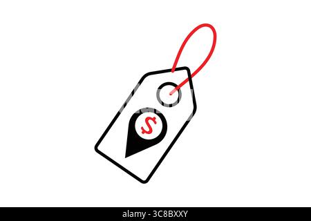 Semplice grafico di un cartellino prezzi con un segnaposto e un simbolo del dollaro. Illustrazione Vettoriale