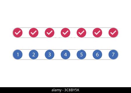 Un grafico del sistema di classificazione con segni di spunta e valori numerici. Illustrazione Vettoriale
