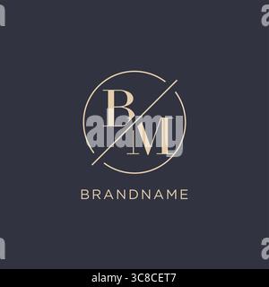 Logo BM lettera iniziale con linea circolare semplice look elegante monogramma logo grafica vettoriale Illustrazione Vettoriale