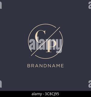 Lettera iniziale logo CP con linea circolare semplice look elegante logo monogramma grafica vettoriale Illustrazione Vettoriale