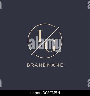 Lettera iniziale logo IG con linea circolare semplice look elegante logo monogramma grafica vettoriale Illustrazione Vettoriale
