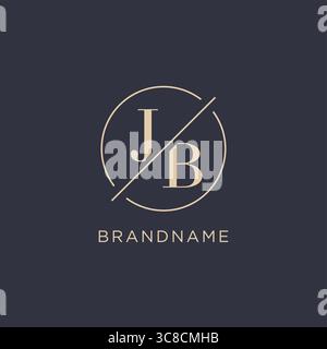 Logo JB con lettera iniziale con linea circolare semplice look elegante logo monogramma grafica vettoriale Illustrazione Vettoriale